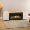 Тумба под ТВ с биокамином SteelHeat LIVORNO IMPULSE 140 см (корпус дуб Вотан / фасады белый) фото 1