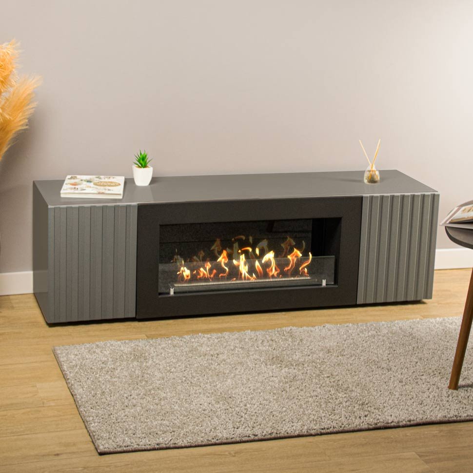 Тумба под ТВ с биокамином SteelHeat LIVORNO IMPULSE 140 см (корпус графит / фасады гротто гранит) Тумба под ТВ с биокамином SteelHeat LIVORNO IMPULSE 140 см (корпус графит / фасады гротто гранит)