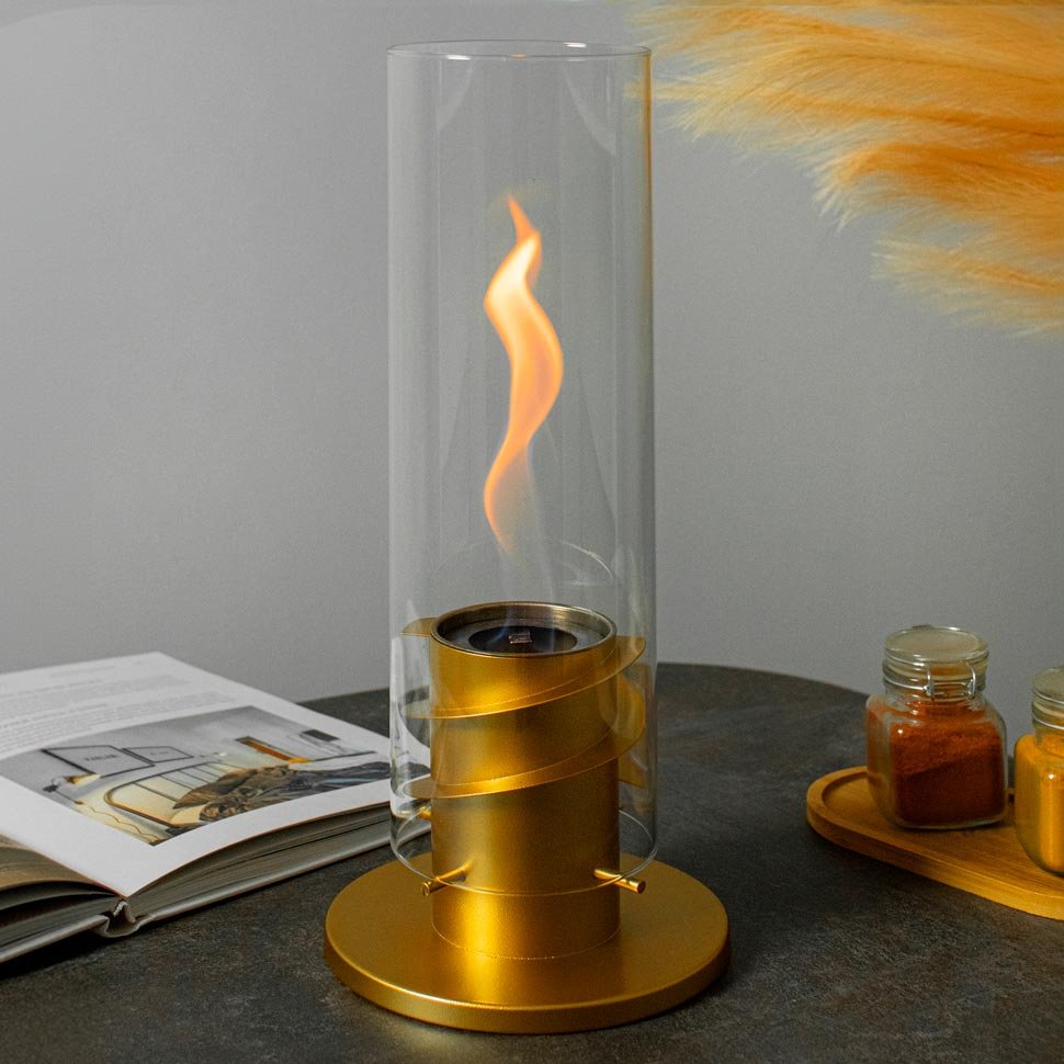 Настольный биокамин Свеча, золотой