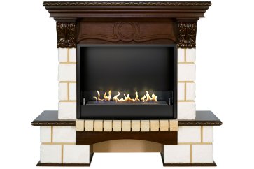 Биокамин в портале Firezo Pierre luxe Шампань Темный дуб, стандарт